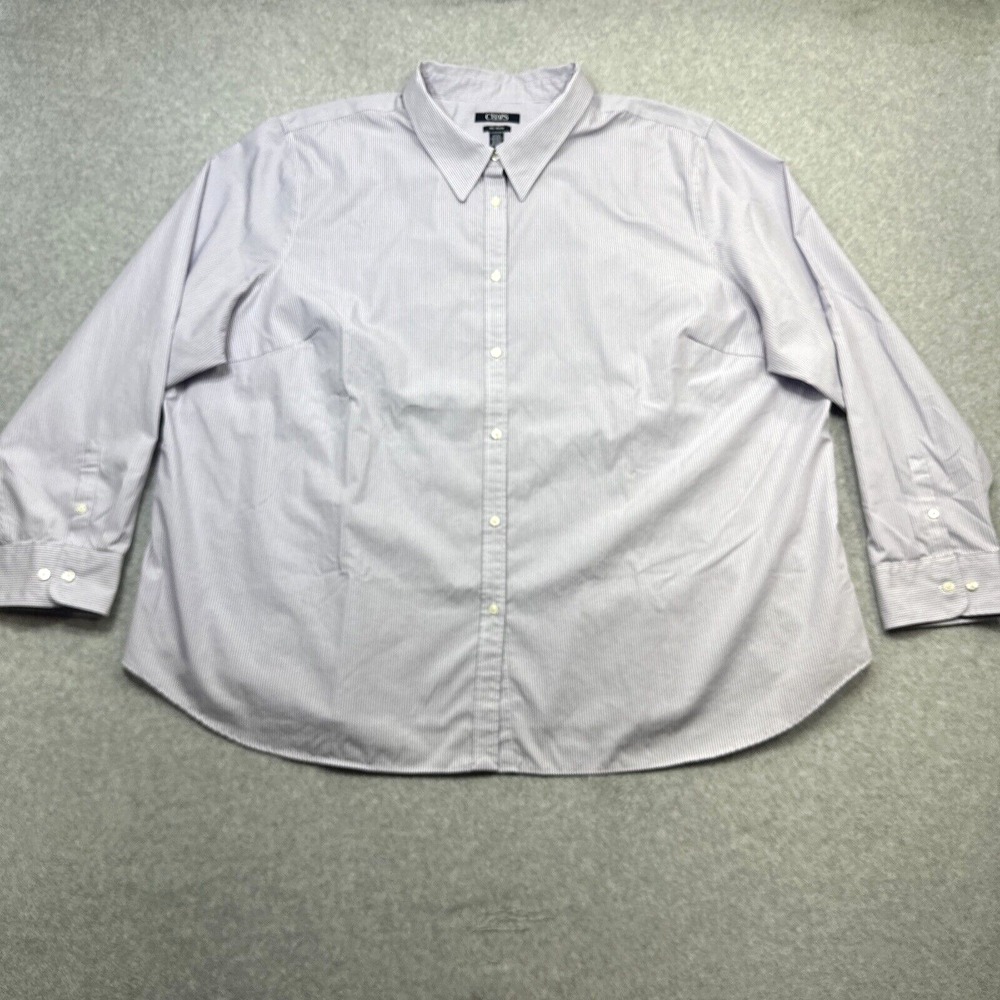 Chaps Top Plus 3X Purple Stripe No Iron Office Casual Style Classic Workwear